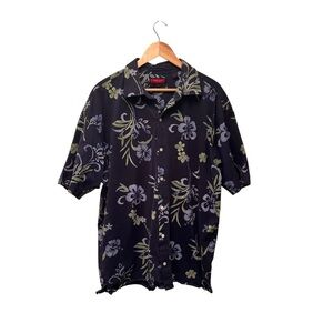 Austin Reed London Navy White Men's Large Short Sleeves Button Down Shirt Cotton